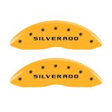 MGP Front set 2 Caliper Covers Engraved Front Silverado Yellow finish black ch thumbnail 2