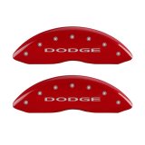 MGP Front set 2 Caliper Covers Engraved Front With out stripes/Dodge Red finish silver ch thumbnail 2