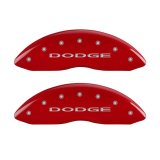 MGP Front set 2 Caliper Covers Engraved Front With out stripes/Dodge Red finish silver ch thumbnail 4