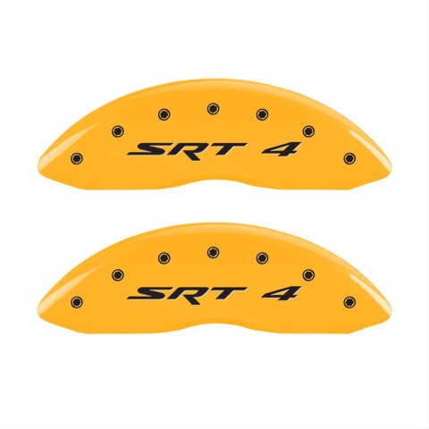 MGP Front set 2 Caliper Covers Engraved Front SRT4 Yellow finish black ch thumbnail 1
