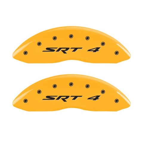 MGP Front set 2 Caliper Covers Engraved Front SRT4 Yellow finish black ch thumbnail 2