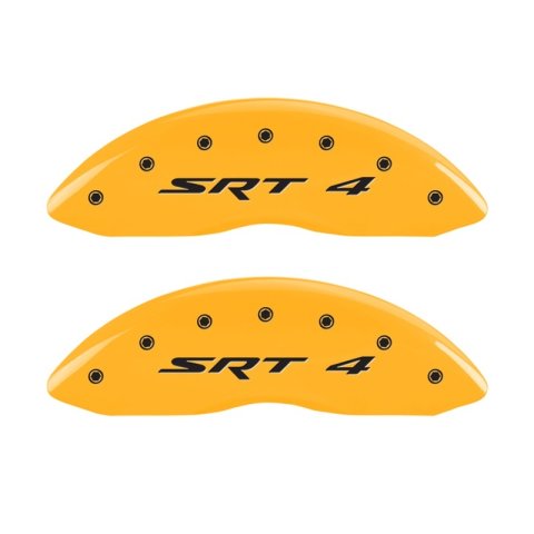 MGP Front set 2 Caliper Covers Engraved Front SRT4 Yellow finish black ch thumbnail 3
