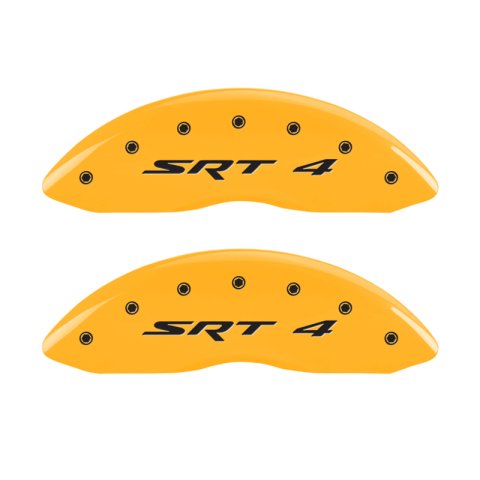 MGP Front set 2 Caliper Covers Engraved Front SRT4 Yellow finish black ch thumbnail 5