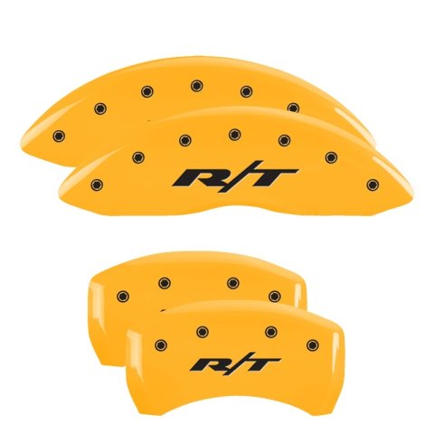 MGP Front set 2 Caliper Covers Engraved Front SRT4 Yellow finish black ch thumbnail 6