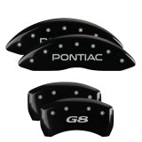 MGP 4 Caliper Covers Engraved Front Pontiac Engraved Rear G8 Black finish silver ch thumbnail 2