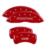 MGP 4 Caliper Covers Engraved Front Pontiac Engraved Rear G8 Red finish silver ch thumbnail 4
