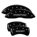 MGP 4 Caliper Covers Engraved Front Pontiac Engraved Rear GXP Black finish silver ch thumbnail 3