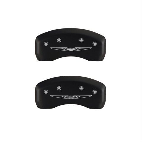 MGP 4 Caliper Covers Engraved Front & Rear Style 2/Chrysler Wing Black finish silver ch