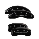 MGP 4 Caliper Covers Engraved Front & Rear Style 2/Chrysler Wing Black finish silver ch thumbnail 3