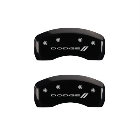 MGP 4 Caliper Covers Engraved Front & Rear With stripes/Dodge Black finish silver ch thumbnail 2