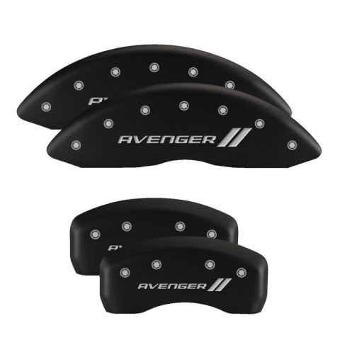 MGP 4 Caliper Covers Engraved Front & Rear With stripes/Dodge Black finish silver ch thumbnail 5