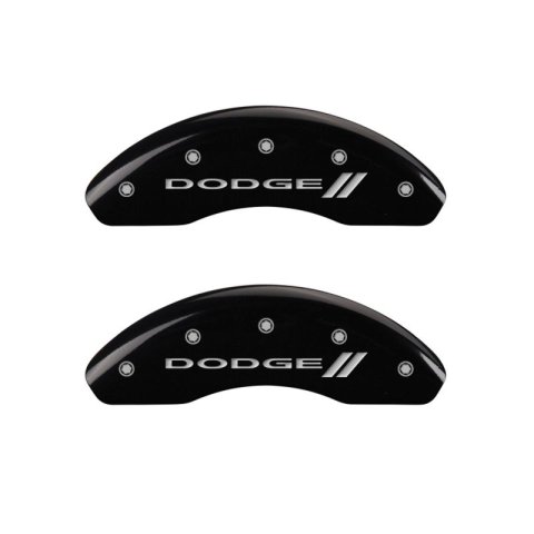 MGP 4 Caliper Covers Engraved Front & Rear With stripes/Dodge Black finish silver ch thumbnail 7