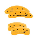 MGP 4 Caliper Covers Engraved Front & Rear With stripes/Dodge Yellow finish black ch thumbnail 3