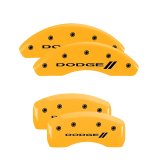 MGP 4 Caliper Covers Engraved Front & Rear With stripes/Dodge Yellow finish black ch thumbnail 7