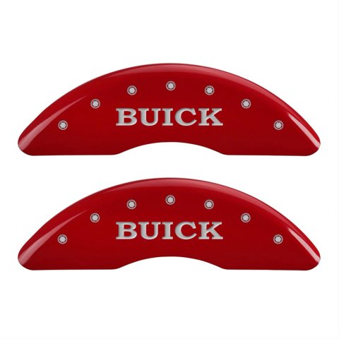 MGP 4 Caliper Covers Engraved Front Buick Engraved Rear Buick Shield Red finish silver ch