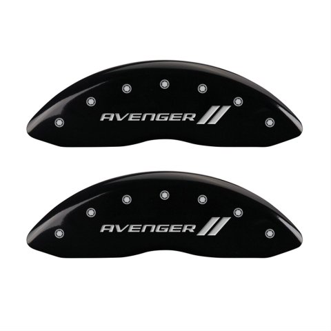 MGP 4 Caliper Covers Engraved Front & Rear With stripes/Avenger Black finish silver ch