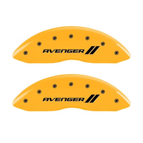 MGP 4 Caliper Covers Engraved Front & Rear With stripes/Avenger Yellow finish black ch thumbnail 1