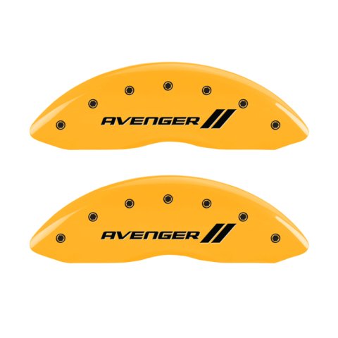 MGP 4 Caliper Covers Engraved Front & Rear With stripes/Avenger Yellow finish black ch thumbnail 4