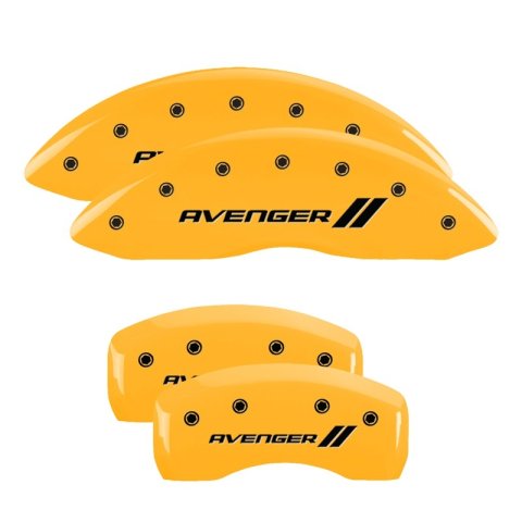 MGP 4 Caliper Covers Engraved Front & Rear With stripes/Avenger Yellow finish black ch thumbnail 7