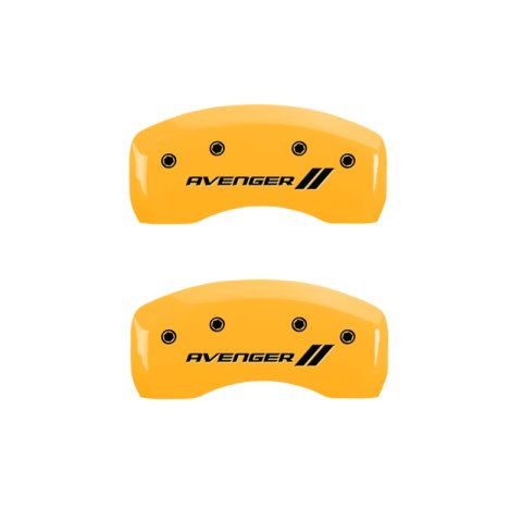 MGP 4 Caliper Covers Engraved Front & Rear With stripes/Avenger Yellow finish black ch thumbnail 9