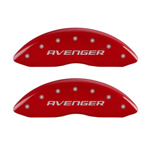 MGP 4 Caliper Covers Engraved Front & Rear With out stripes/Avenger Red finish silver ch thumbnail 3