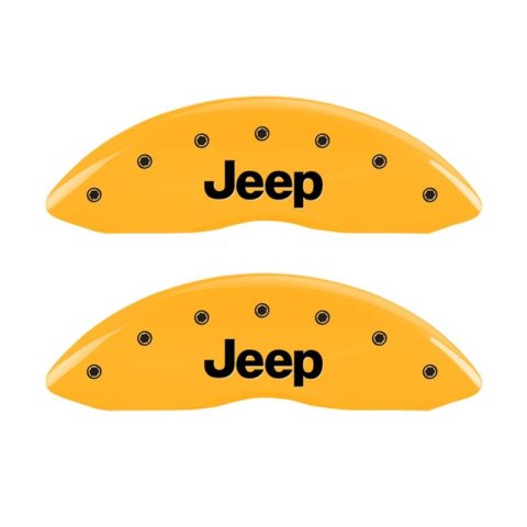 MGP Front set 2 Caliper Covers Engraved Front JEEP Yellow finish black ch thumbnail 1