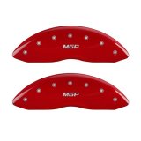 MGP Front set 2 Caliper Covers Engraved Front MGP Red finish silver ch thumbnail 2