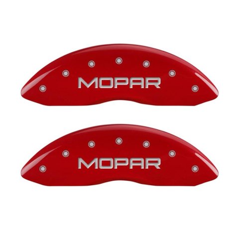MGP Front set 2 Caliper Covers Engraved Front MOPAR Red finish silver ch thumbnail 2
