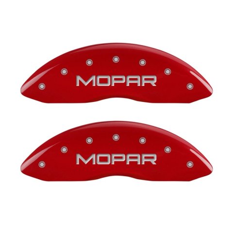MGP Front set 2 Caliper Covers Engraved Front MOPAR Red finish silver ch thumbnail 3