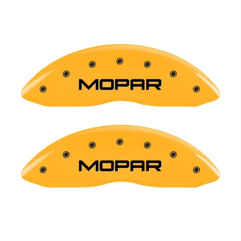 MGP Front set 2 Caliper Covers Engraved Front MOPAR Yellow finish black ch thumbnail 1