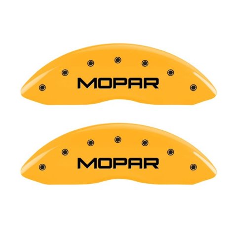 MGP Front set 2 Caliper Covers Engraved Front MOPAR Yellow finish black ch thumbnail 2