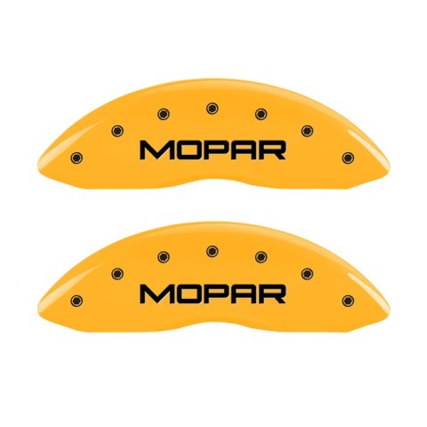 MGP Front set 2 Caliper Covers Engraved Front MOPAR Yellow finish black ch thumbnail 4