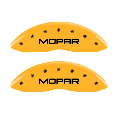 MGP Front set 2 Caliper Covers Engraved Front MOPAR Yellow finish black ch thumbnail 6