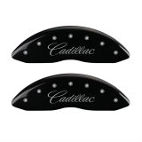 MGP 4 Caliper Covers Engraved Front & Rear Cursive/Cadillac Black finish silver ch thumbnail 1
