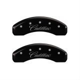 MGP 4 Caliper Covers Engraved Front & Rear Cursive/Cadillac Black finish silver ch thumbnail 2