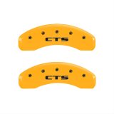 MGP 4 Caliper Covers Engraved Front Cursive/Cadillac Engraved Rear CTS Yellow finish black ch thumbnail 2