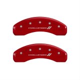 MGP 4 Caliper Covers Engraved Front & Rear With stripes/Challenger Red finish silver ch thumbnail 2