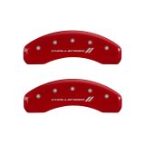 MGP 4 Caliper Covers Engraved Front & Rear With stripes/Challenger Red finish silver ch thumbnail 9
