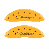 MGP 4 Caliper Covers Engraved Front & Rear Cursive/Challenger Yellow finish black ch thumbnail 1