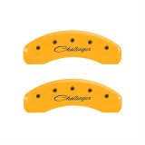 MGP 4 Caliper Covers Engraved Front & Rear Cursive/Challenger Yellow finish black ch thumbnail 2