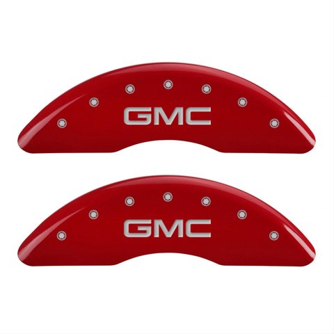 MGP 4 Caliper Covers Engraved Front & Rear GMC Red finish silver ch