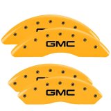 MGP 4 Caliper Covers Engraved Front & Rear GMC Yellow finish black ch thumbnail 3