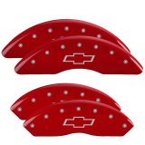 MGP 4 Caliper Covers Engraved Front & Rear Bowtie Red finish silver ch thumbnail 3