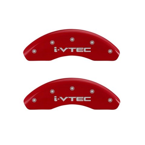 MGP Front set 2 Caliper Covers Engraved Front i-Vtec Red finish silver ch thumbnail 2