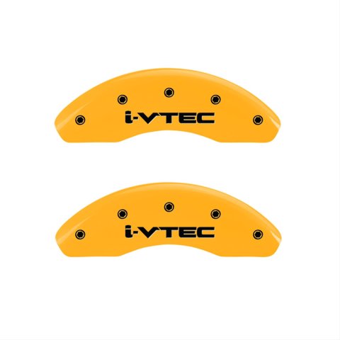 MGP Front set 2 Caliper Covers Engraved Front i-Vtec Yellow finish black ch thumbnail 1
