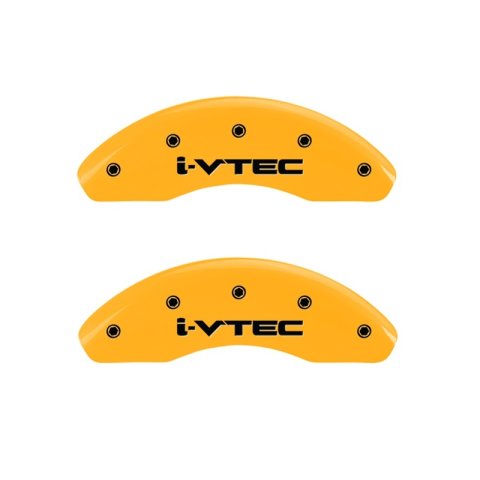 MGP Front set 2 Caliper Covers Engraved Front i-Vtec Yellow finish black ch thumbnail 4