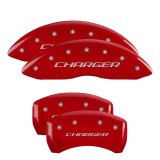 MGP 4 Caliper Covers Engraved Front & Rear With stripes/Challenger Red finish silver ch thumbnail 5