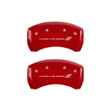 MGP 4 Caliper Covers Engraved Front & Rear With stripes/Challenger Red finish silver ch thumbnail 9