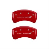 MGP 4 Caliper Covers Engraved Front & Rear With stripes/Challenger Red finish silver ch thumbnail 2