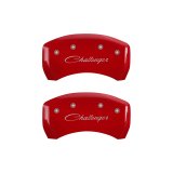 MGP 4 Caliper Covers Engraved Front & Rear Cursive/Challenger Red finish silver ch thumbnail 6